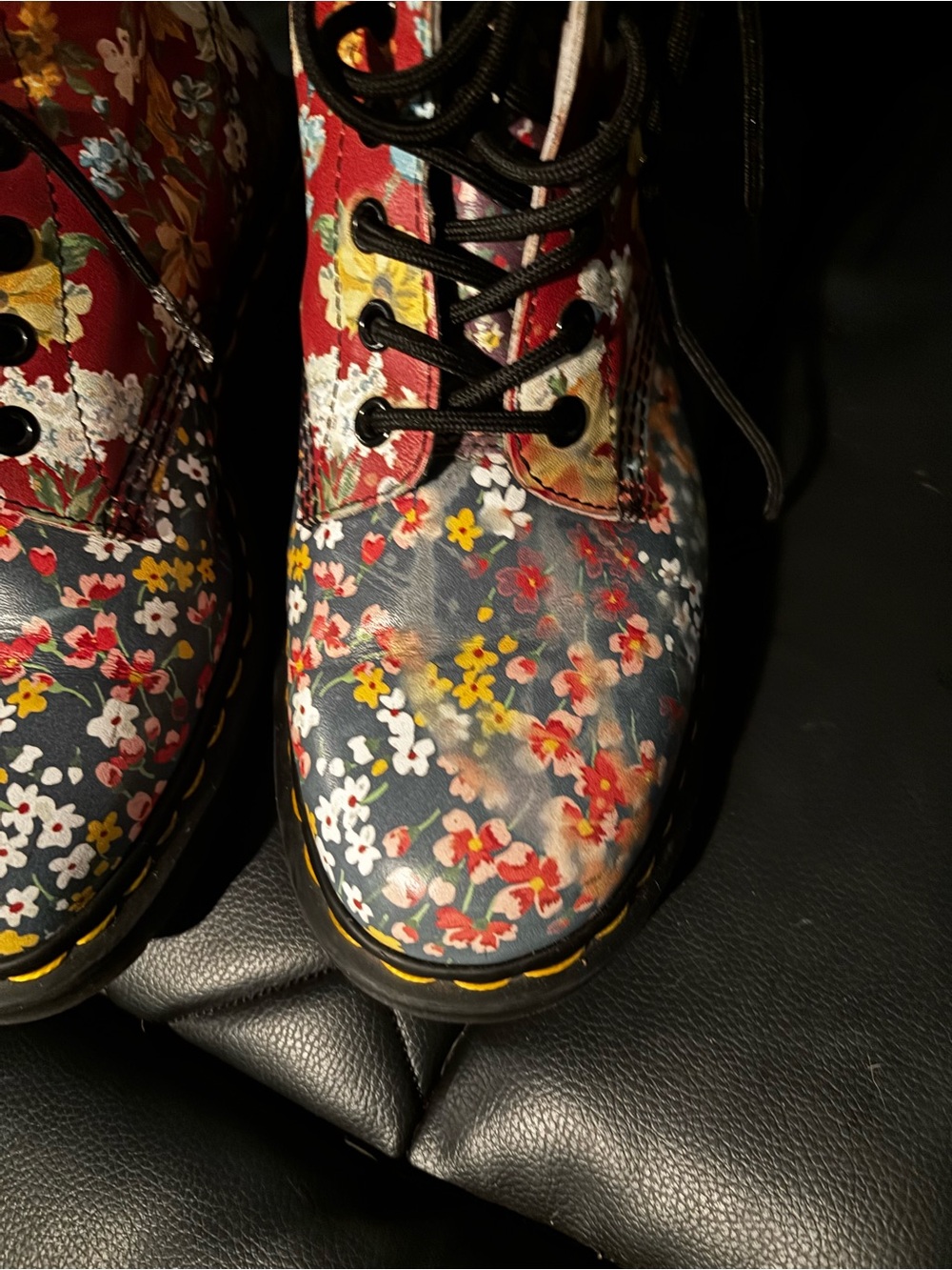 Dr. Martens Women's Floral Lace-Up Boots - Red & Blue Multi - Picture 3 of 4